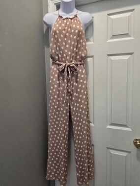 Sugarlips Mauve Polka Dot Halter Jumpsuit